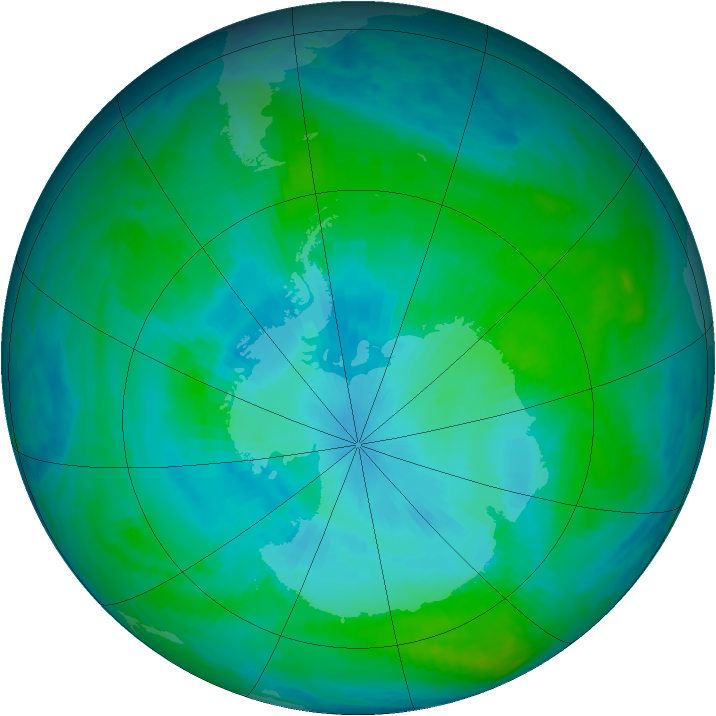 Antarctic ozone map for 18 January 2001